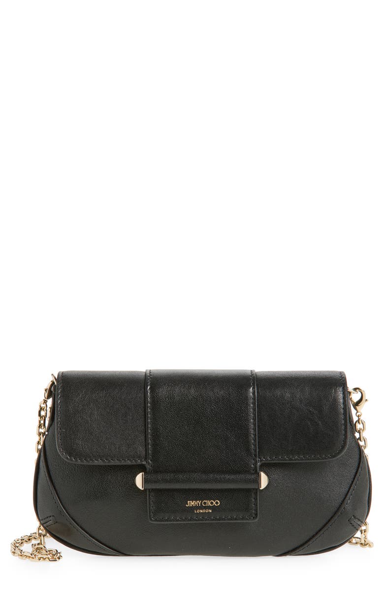Jimmy Choo Small Bar Shoulder Bag, Main, color, Black/ Shiny Gold