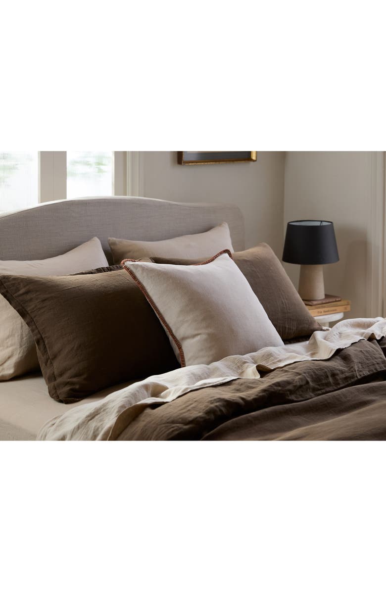 Parachute Linen Whipstitch Pillow Cover, Alternate, color, Natural With Brick