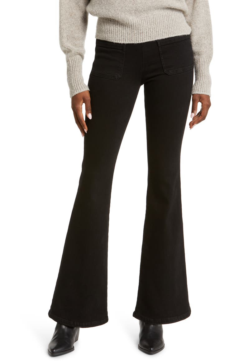 Jetset Flare Pull-On Jeans, Main, color, SHEEN NOIR
