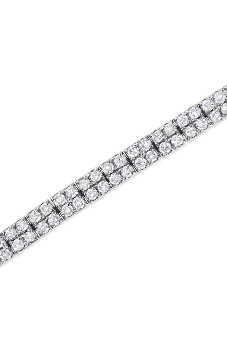 Haus of Brilliance Silver 3.0 Cttw Prong-Set Round Diamond 2 Row Link Tennis Bracelet, Alternate, color, White
