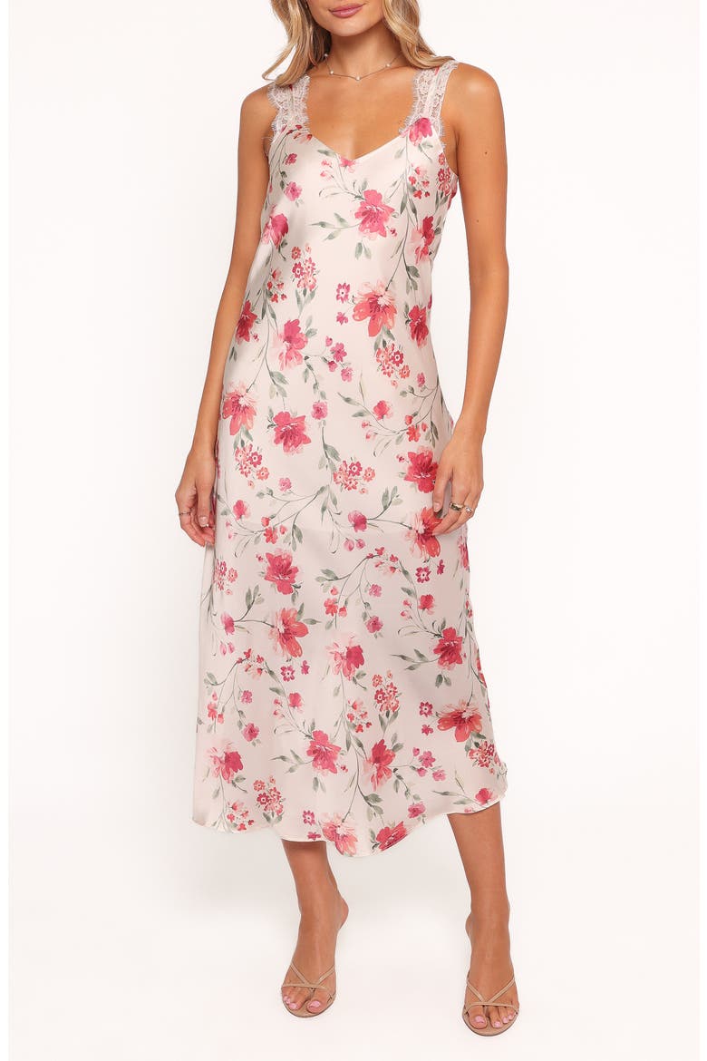 Bennett Floral Satin Slipdress, Main, color, CAMEO FLORAL