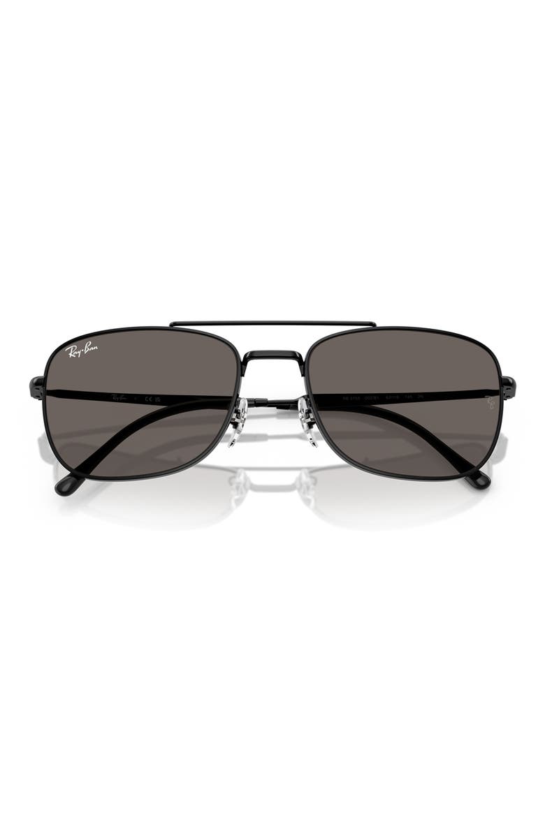 62mm Rectangular Sunglasses, Alternate, color, BLACK