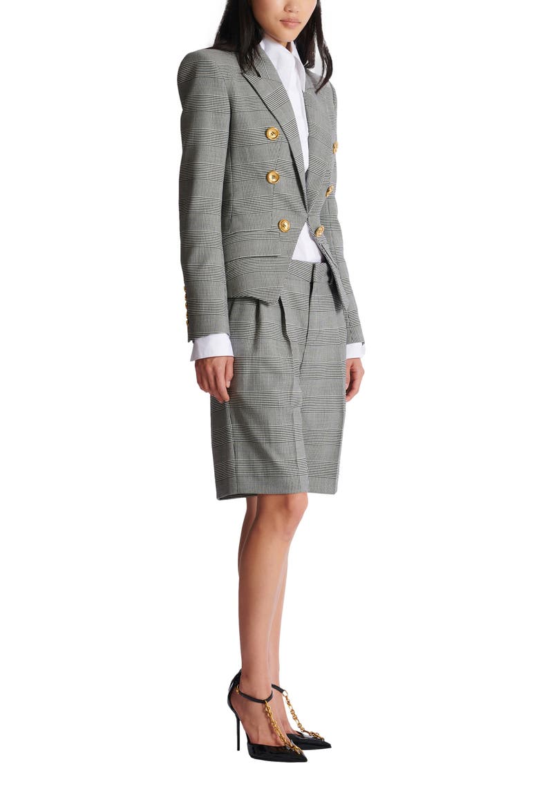 6-button jacket in Prince of Wales jacquard, Main, color, black