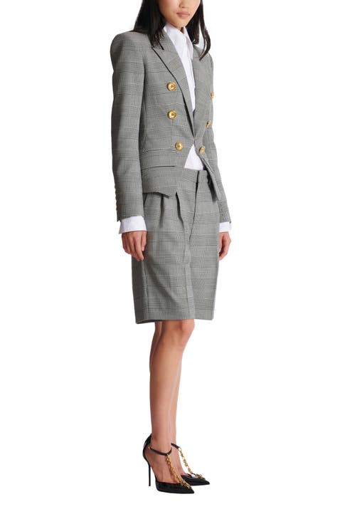 6-button jacket in Prince of Wales jacquard