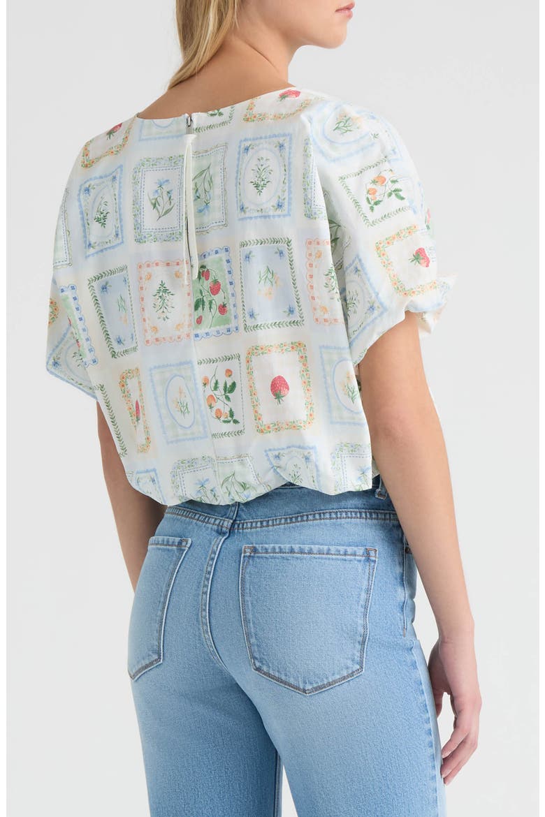 Print Crop Bubble Top, Alternate, color, FLOWER STAMP PRINT