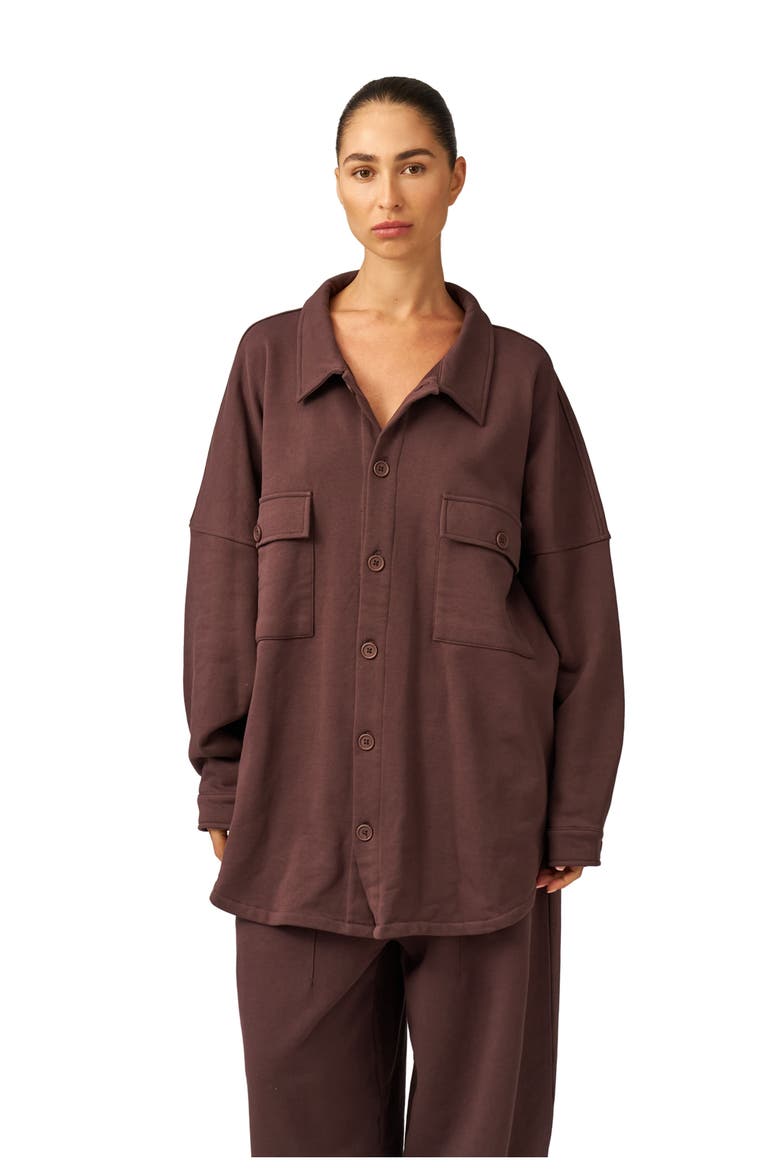 Cozy Coast Airport Button Up Shacket, Main, color, Brown