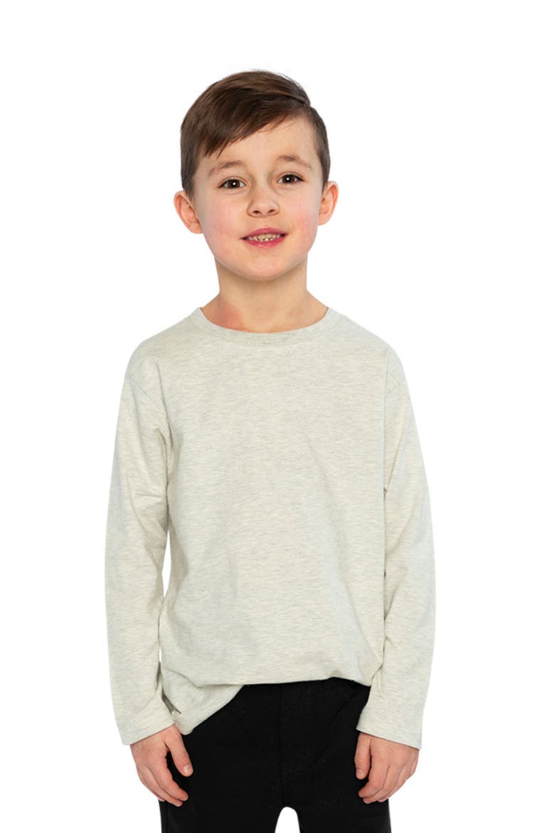 Organic Cotton Crew Neck Logo Tag Long Sleeve T-Shirt, Alternate, color, Heather Grey
