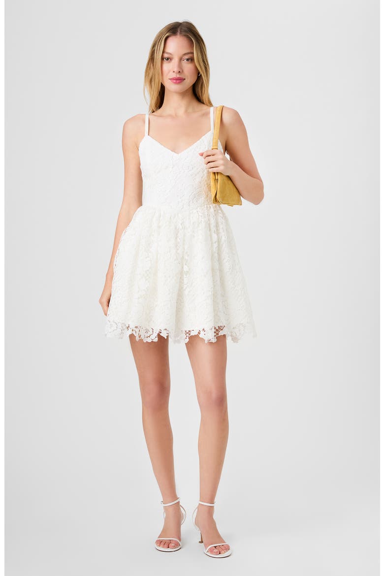 Structured Lace Minidress, Alternate, color, SUMMER WHITE