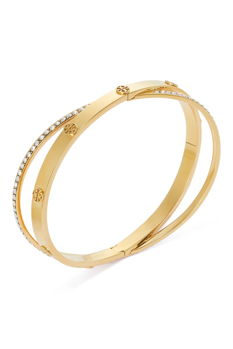 Icon Pave Crossover Bracelet, Alternate, color, TORY GOLD / CRYSTAL