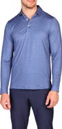 TailorByrd Golf Club Print Long Sleeve Performance Quarter Zip Polo