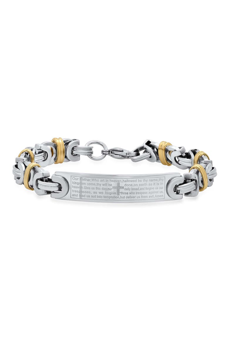 Men's Two-Tone Lord's Prayer Bar Bracelet, Main, color, SILVER