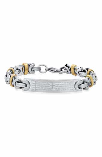 Men's Two-Tone Lord's Prayer Bar Bracelet