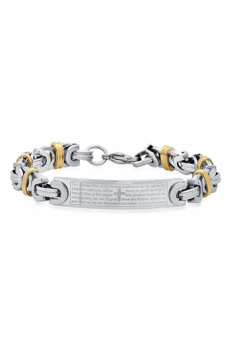 Men's Two-Tone Lord's Prayer Bar Bracelet