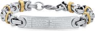 STEELTIME Men's Two-Tone Lord's Prayer Bar Bracelet