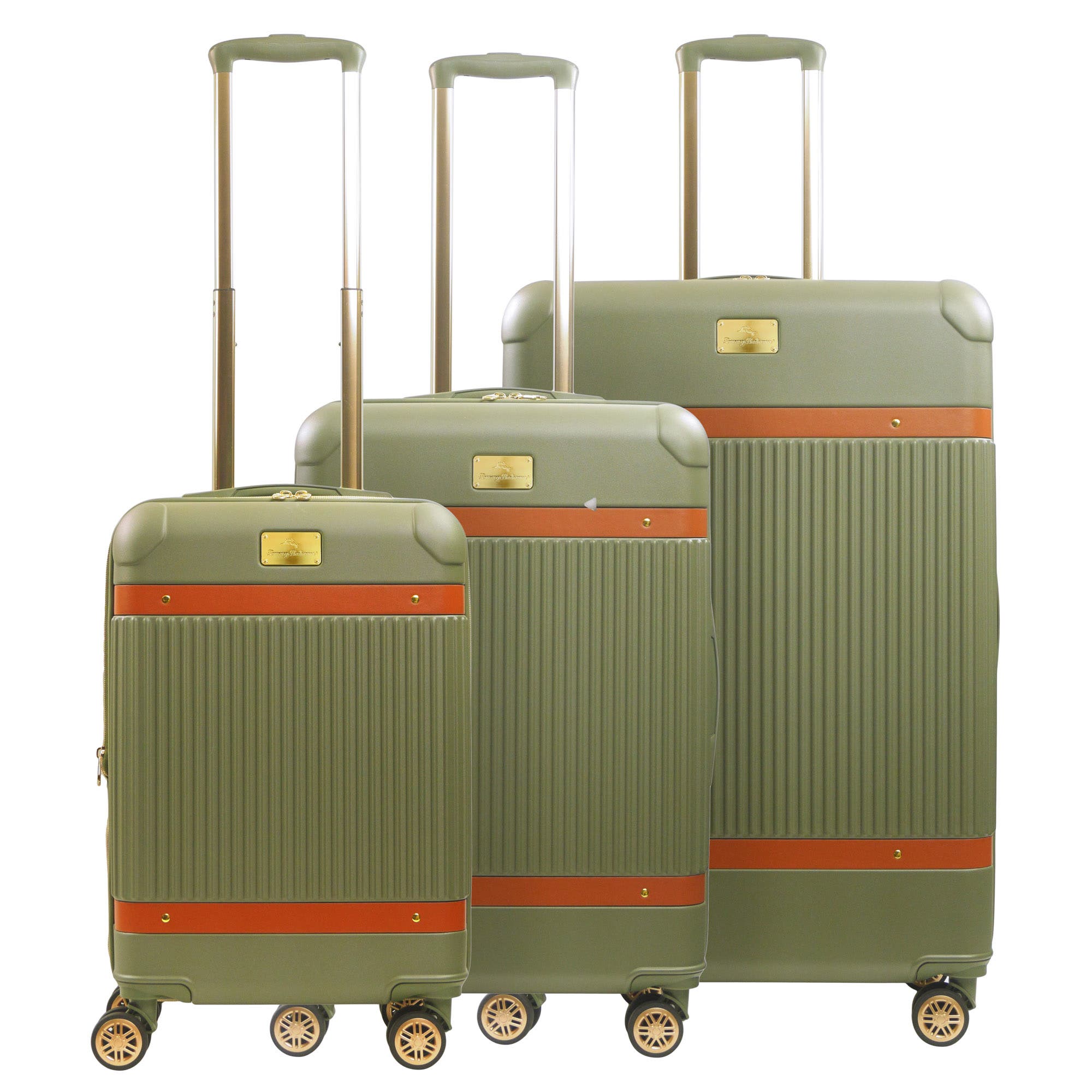 Tommy Bahama 3-Piece Stripes Hard-Sided Luggage, Alternate, color, Olive