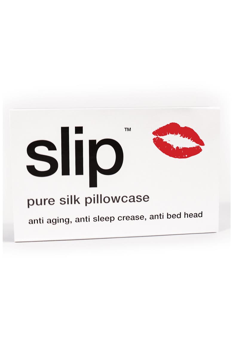 slip™ for beauty sleep Slipsilk™ Red Kisses Pure Silk Pillowcase (Limited Edition), Alternate, color, RED KISSES