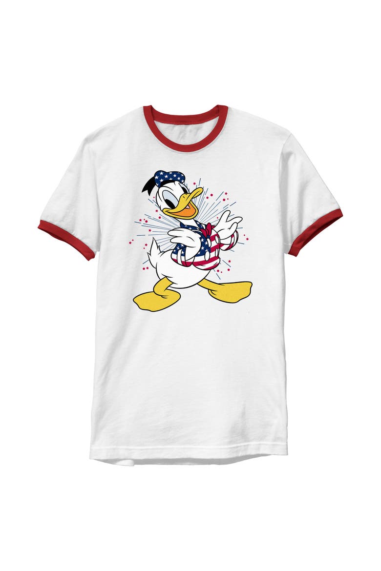 Men's Mickey & Friends Patriotic Donald Duck  Graphic T-Shirt, Main, color, White/Red