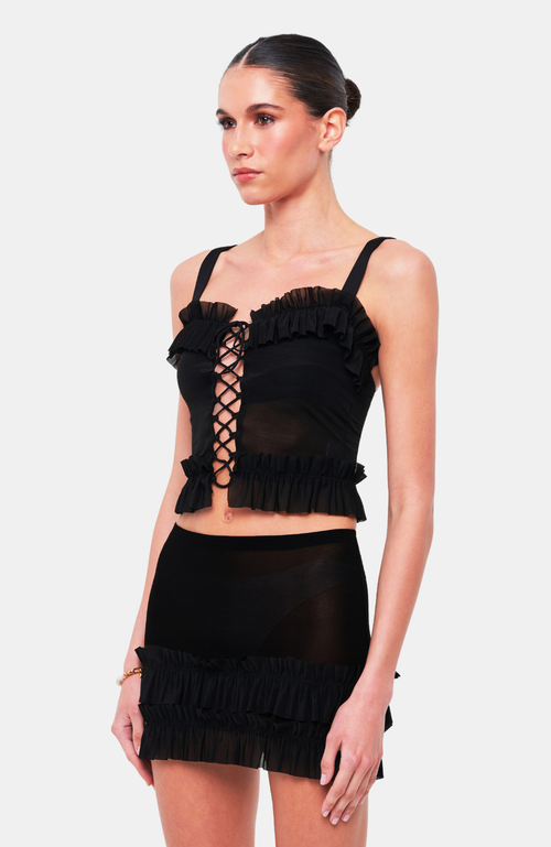 Ow Collection Women's Claire Mesh Top - Black In Black