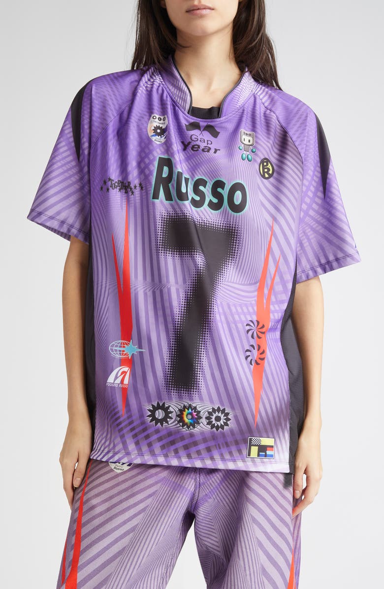 Paolina Russo Oversize Short Sleeve Stretch Jersey Top, Main, color, Purple