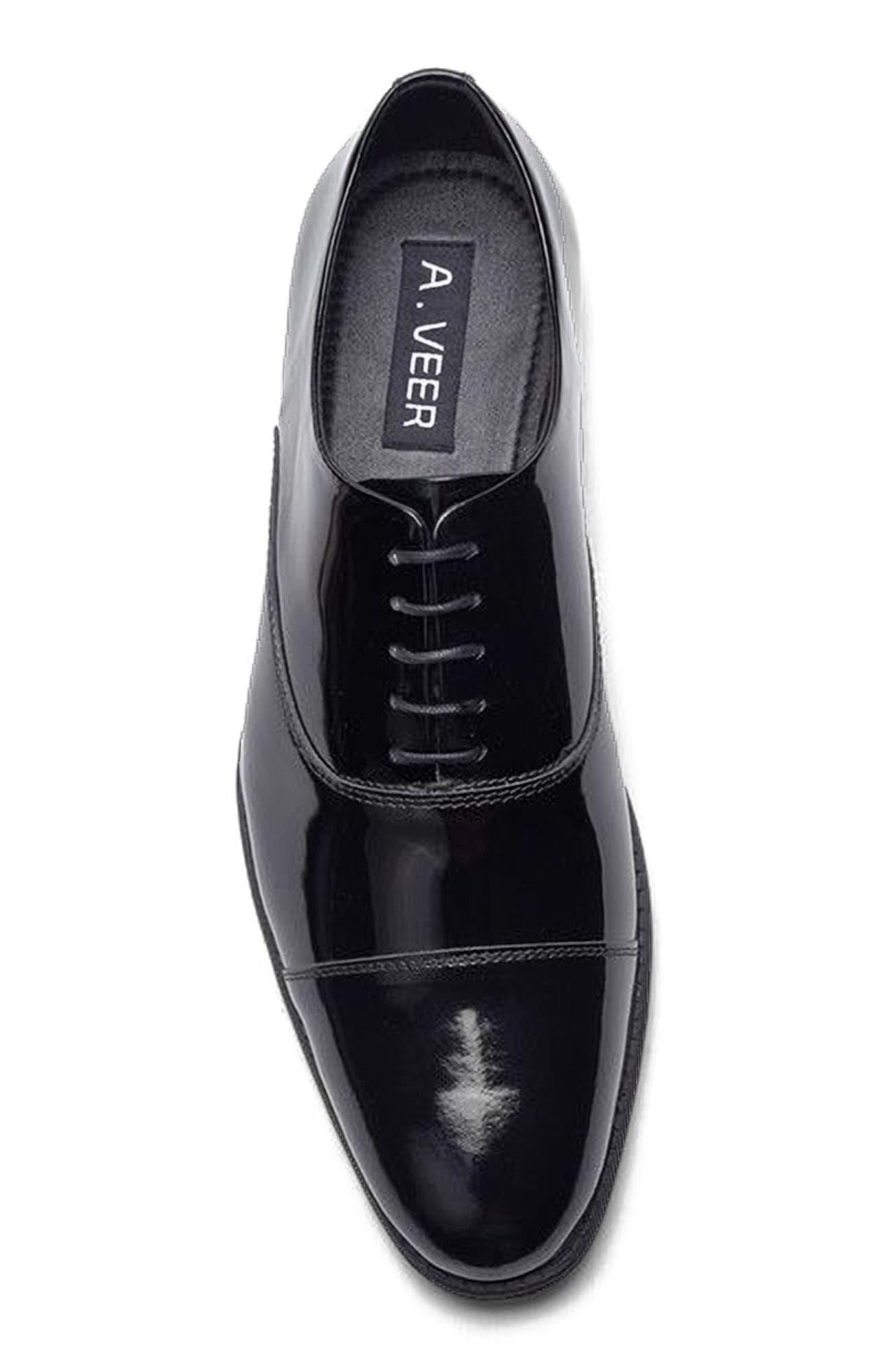 A. Veer Nero Cap-toe Oxford, Alternate, color, Black Leather