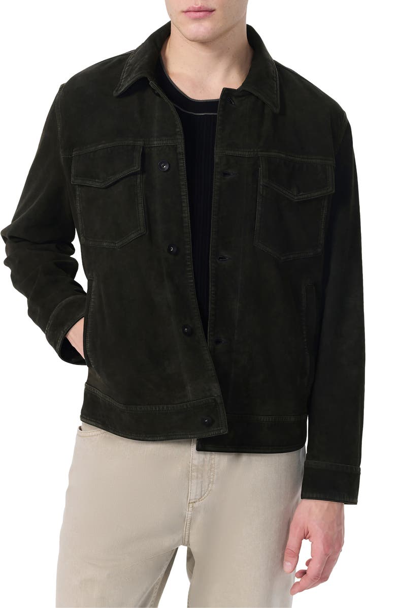rag & bone Suede Trucker Jacket, Main, color, Black