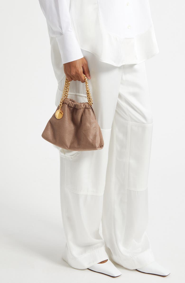 Stella McCartney Mini Falabella Metallic Faux Leather Drawstring Crossbody Bag, Alternate, color,