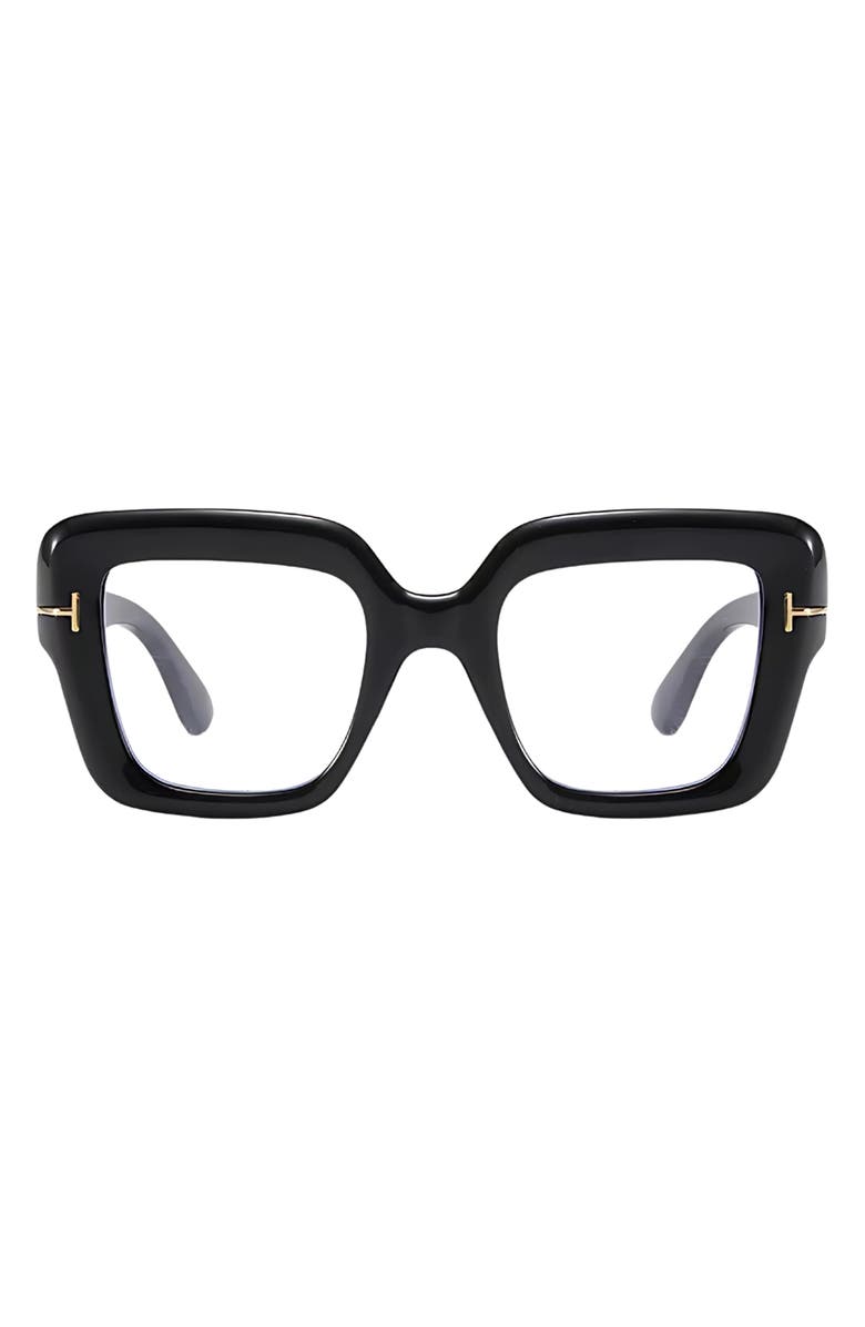 Fifth & Ninth Bailey 58mm Square Blue Light Blocking Glasses, Main, color, Black / Clear