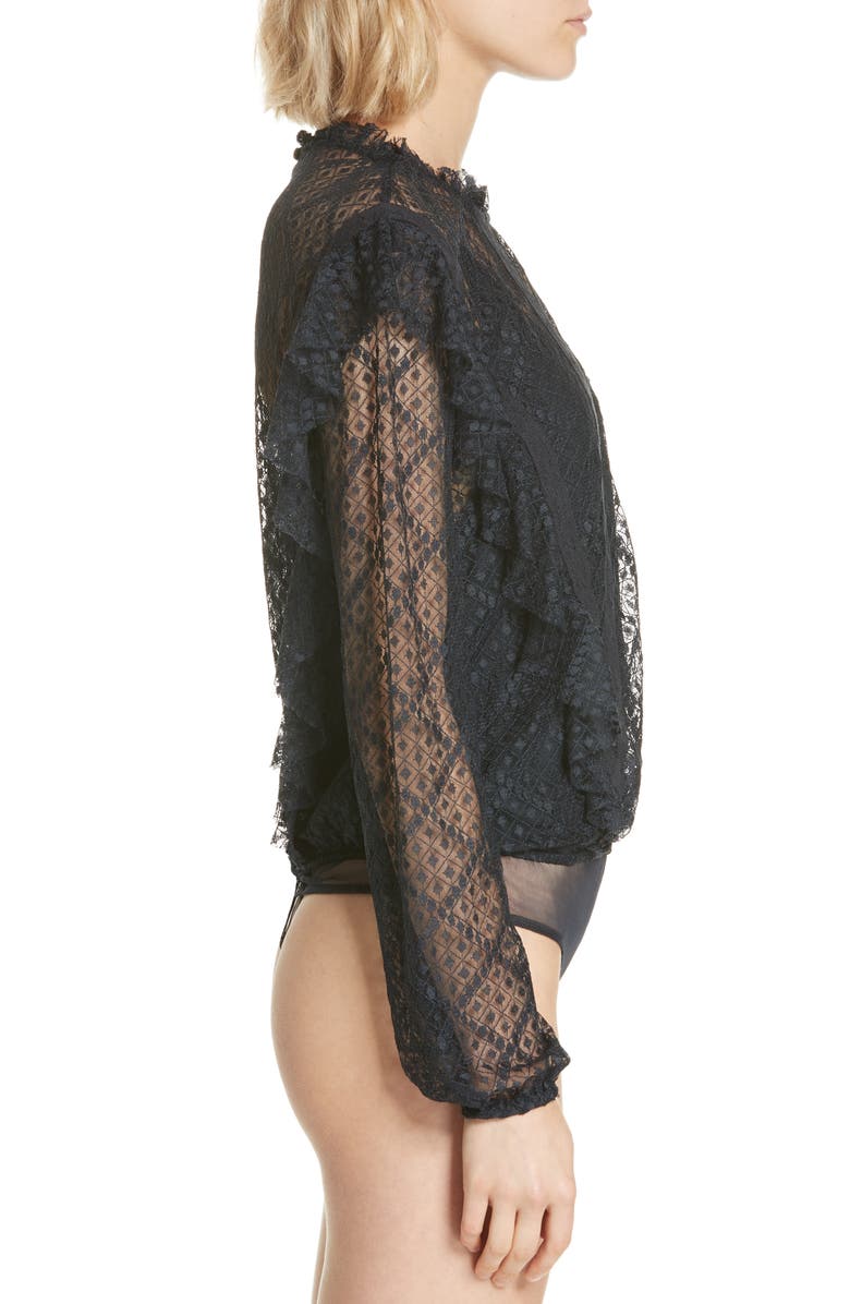 Free People Goldie Long Sleeve Lace Bodysuit, Alternate, color,