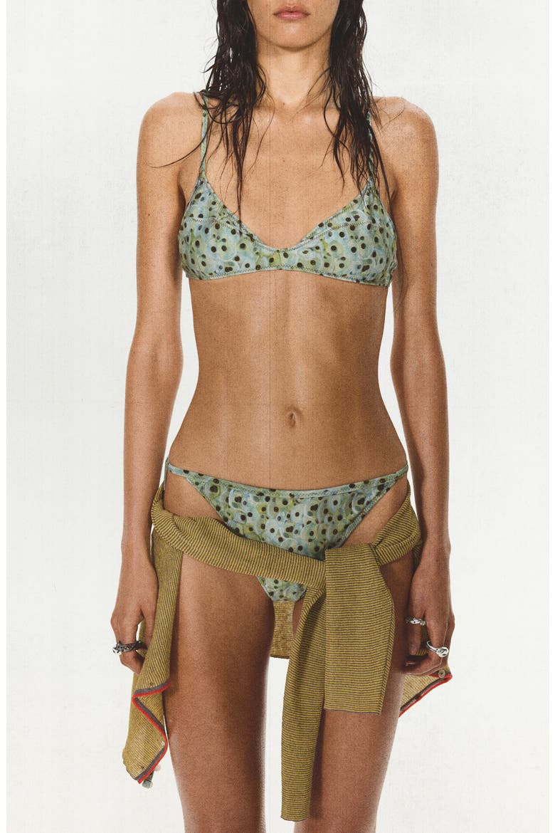 Printed Triangle Bikini Top, Alternate, color, GREEN
