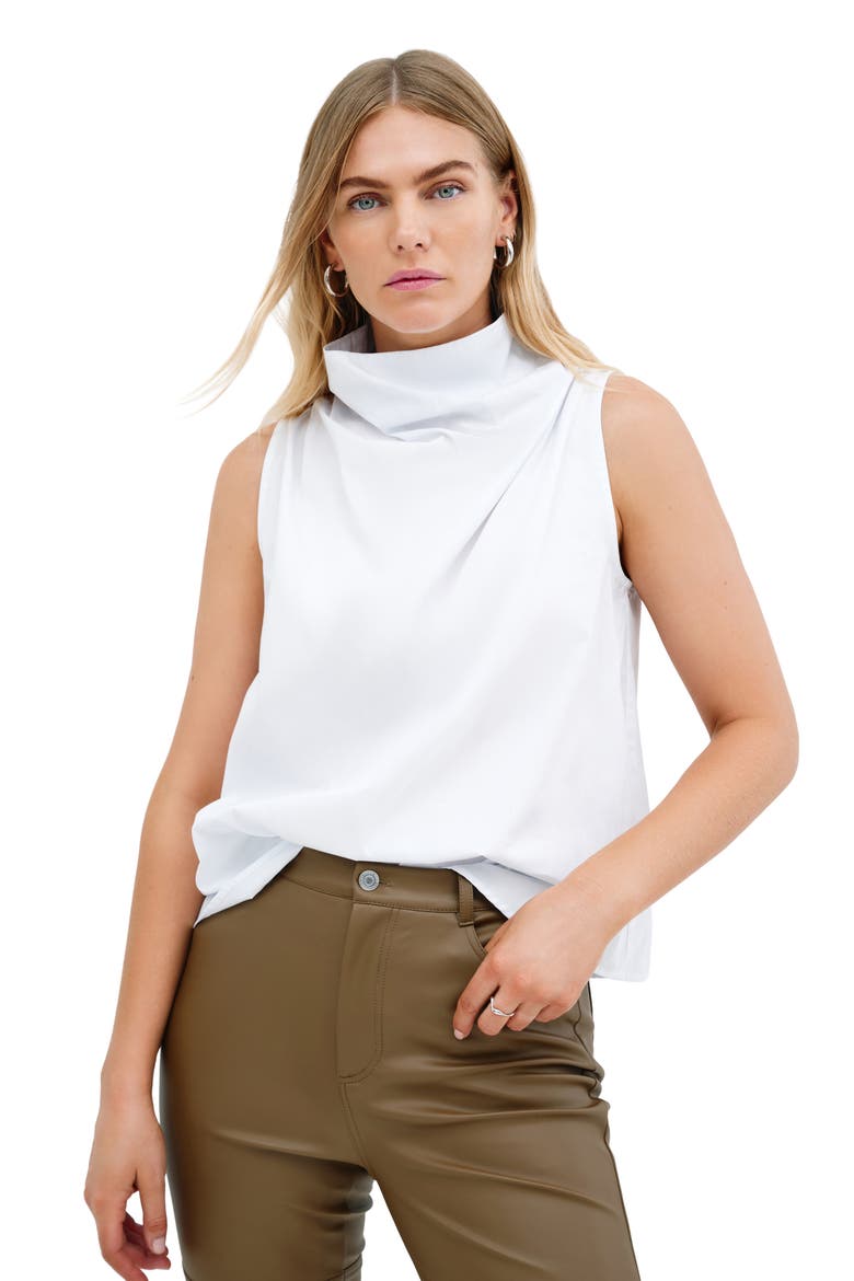 Minna Sleeveless Stand Collar Top, Alternate, color, WHITE