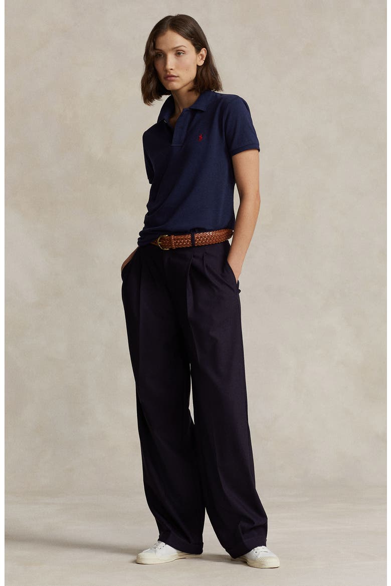 Classic Fit Piqué Polo, Alternate, color, NEWPORT NAVY/ RED PP