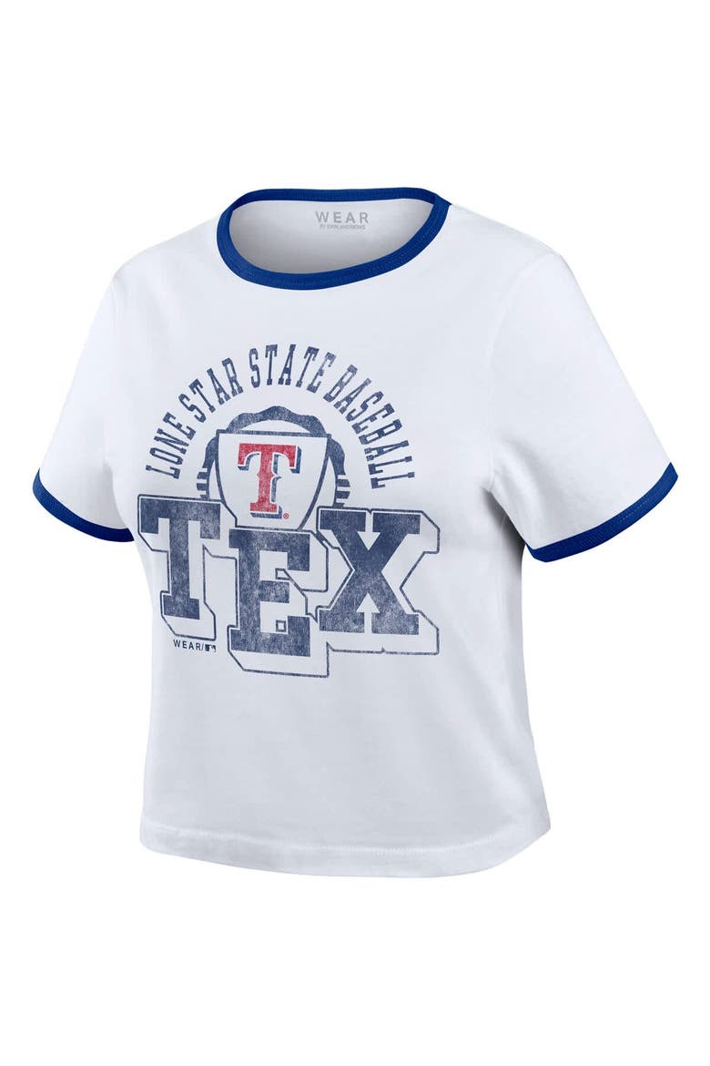 Women's WEAR by Erin Andrews  White Texas Rangers Ringer Baby T-Shirt, Alternate, color, White
