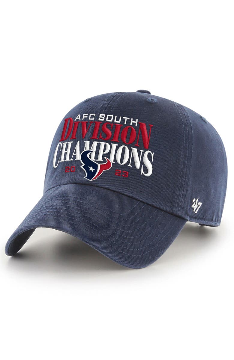 '47 Men's '47 Navy Houston Texans 2023 AFC South Division Champions Clean Up Adjustable Hat, Main, color,