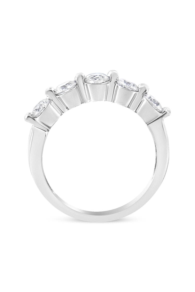 14K White Gold 1.00 Cttw Round Cut Diamond 5-Stone Band Ring, Alternate, color, White