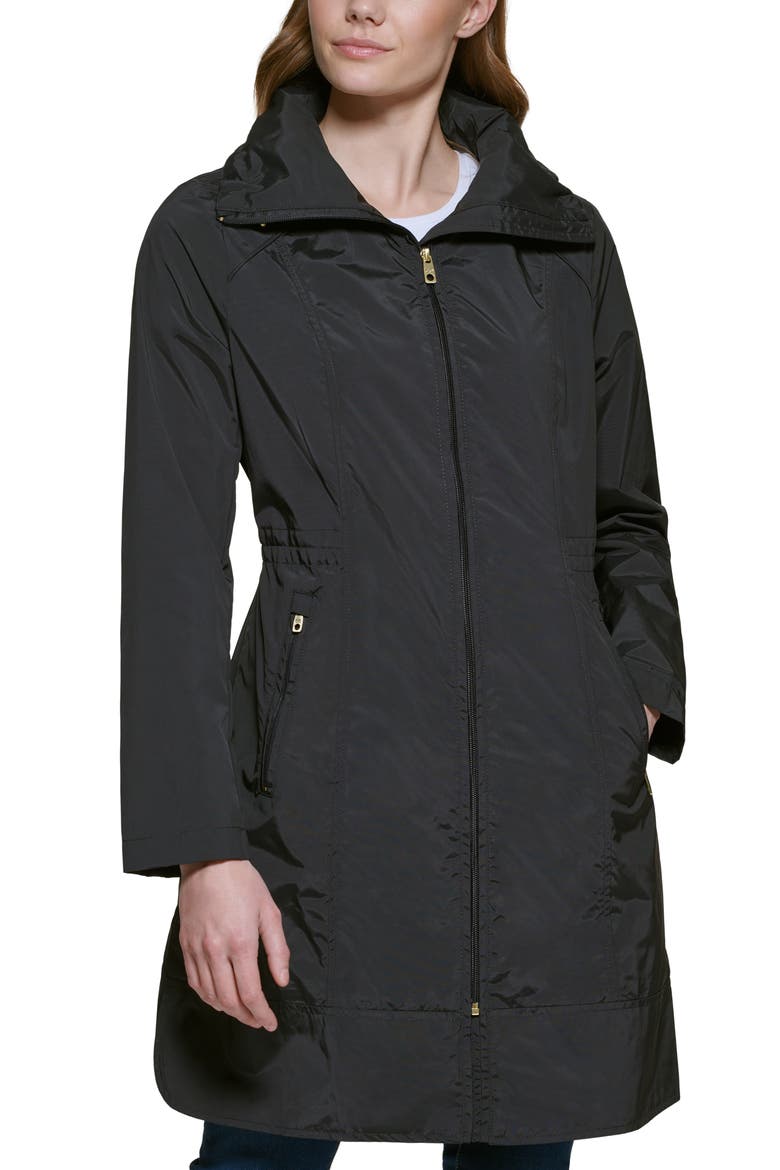 Packable Hooded Rain Jacket, Alternate, color, BLACK