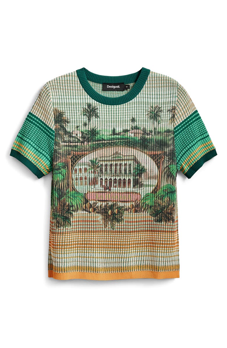 Desigual Stripe Scenic Rib Graphic T-Shirt, Alternate, color,