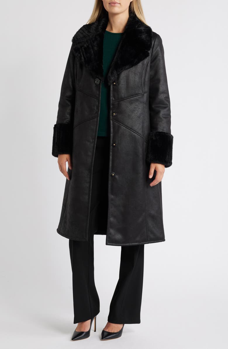 Via Spiga Faux Shearling Coat, Alternate, color, 