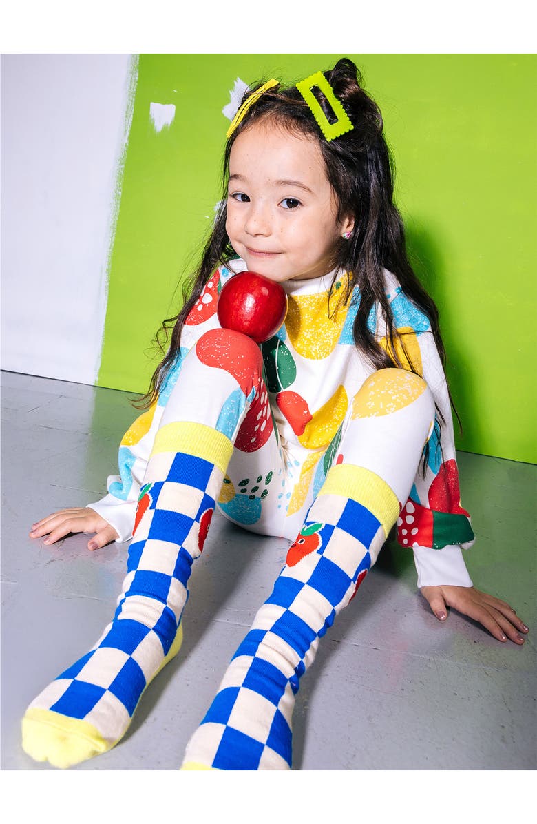 doiy Kids' Apple Juice 3D Crew Socks, Alternate, color, Blue/ Green Multicolor