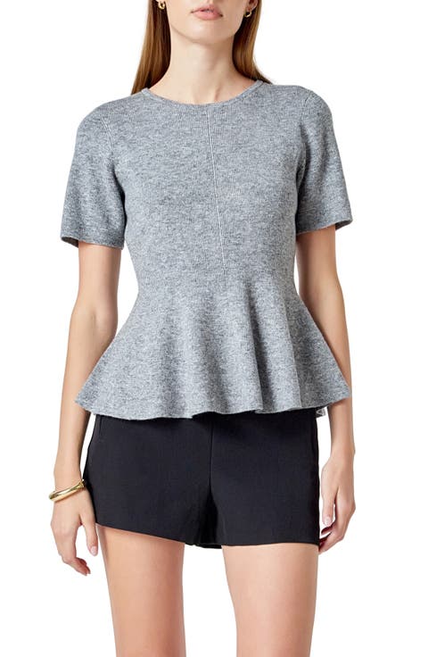 Short Sleeve Peplum Sweater