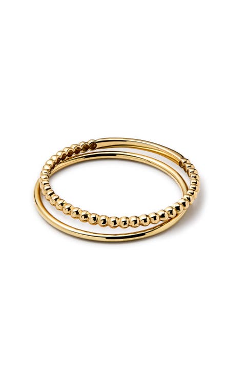 Gold Band Ring - Gold Bead Ring Set