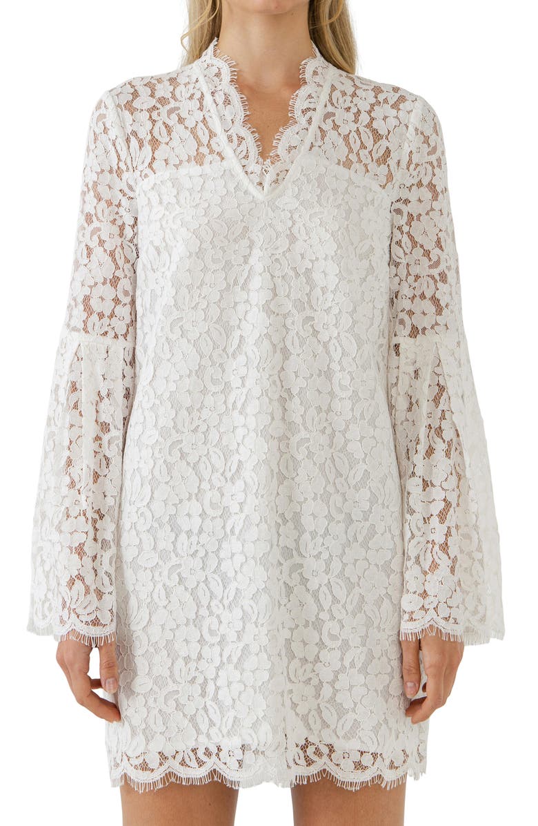 Endless Rose Long Sleeve Floral Lace Minidress, Alternate, color,