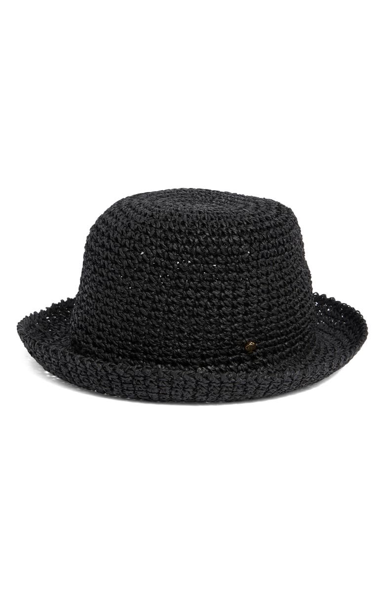 Kate Spade New York Straw Cloche, Alternate, color, Black