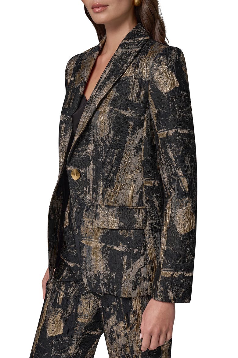Metallic Peak Lapel Blazer, Alternate, color, BLACK MULTI