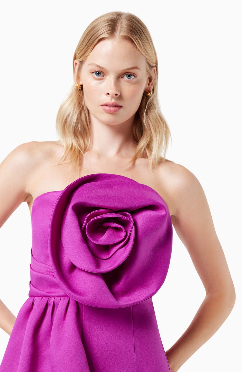 Elliatt Bowie Rosette Strapless Midi Dress, Alternate, color, 