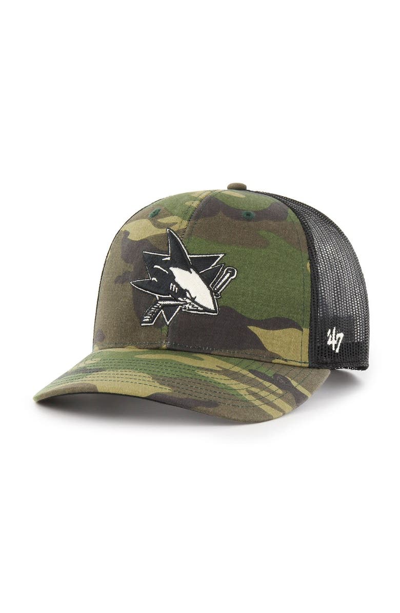 '47 Men's '47 Camo/Black San Jose Sharks Trucker Snapback Hat, Alternate, color, Camo