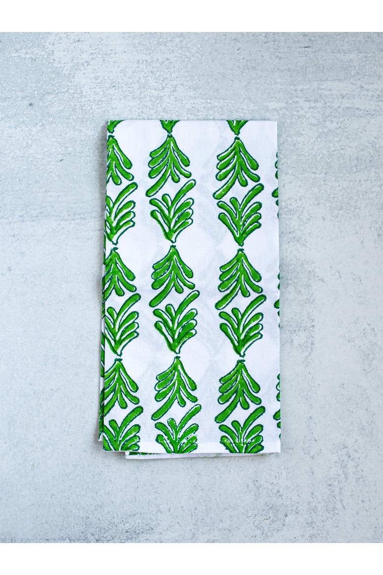 Tea Towel Set - Palmetto & Stripe, Alternate, color, Green