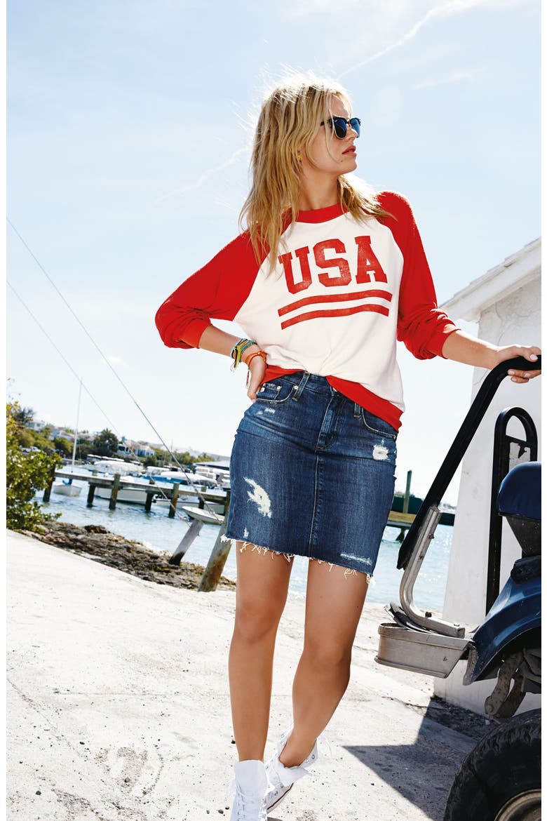 'USA' Graphic Sweatshirt, Alternate, color, HOT LIPSTICK