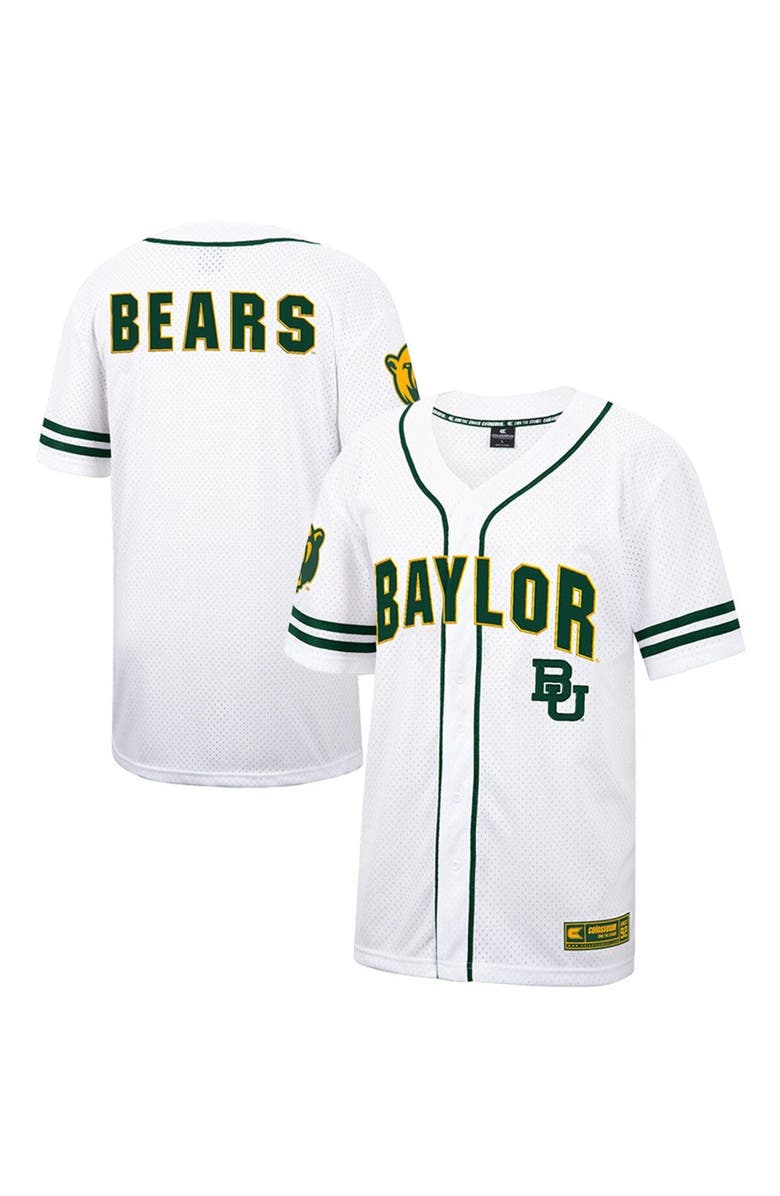 COLOSSEUM Men's Colosseum White Baylor Bears Free Spirited Mesh Button-Up Baseball Jersey, Main, color, White