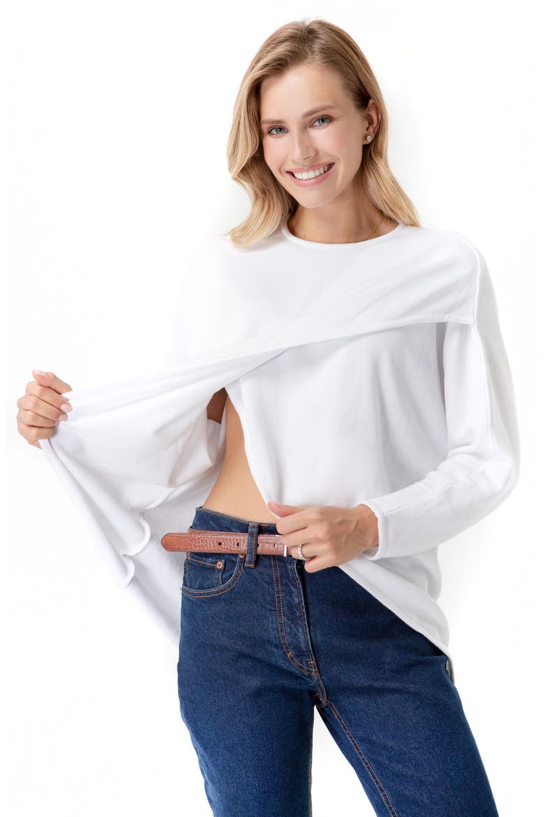 Let Loose Crossover Long Sleeve Maternity/Nursing Knit Top, Alternate, color, WHITE
