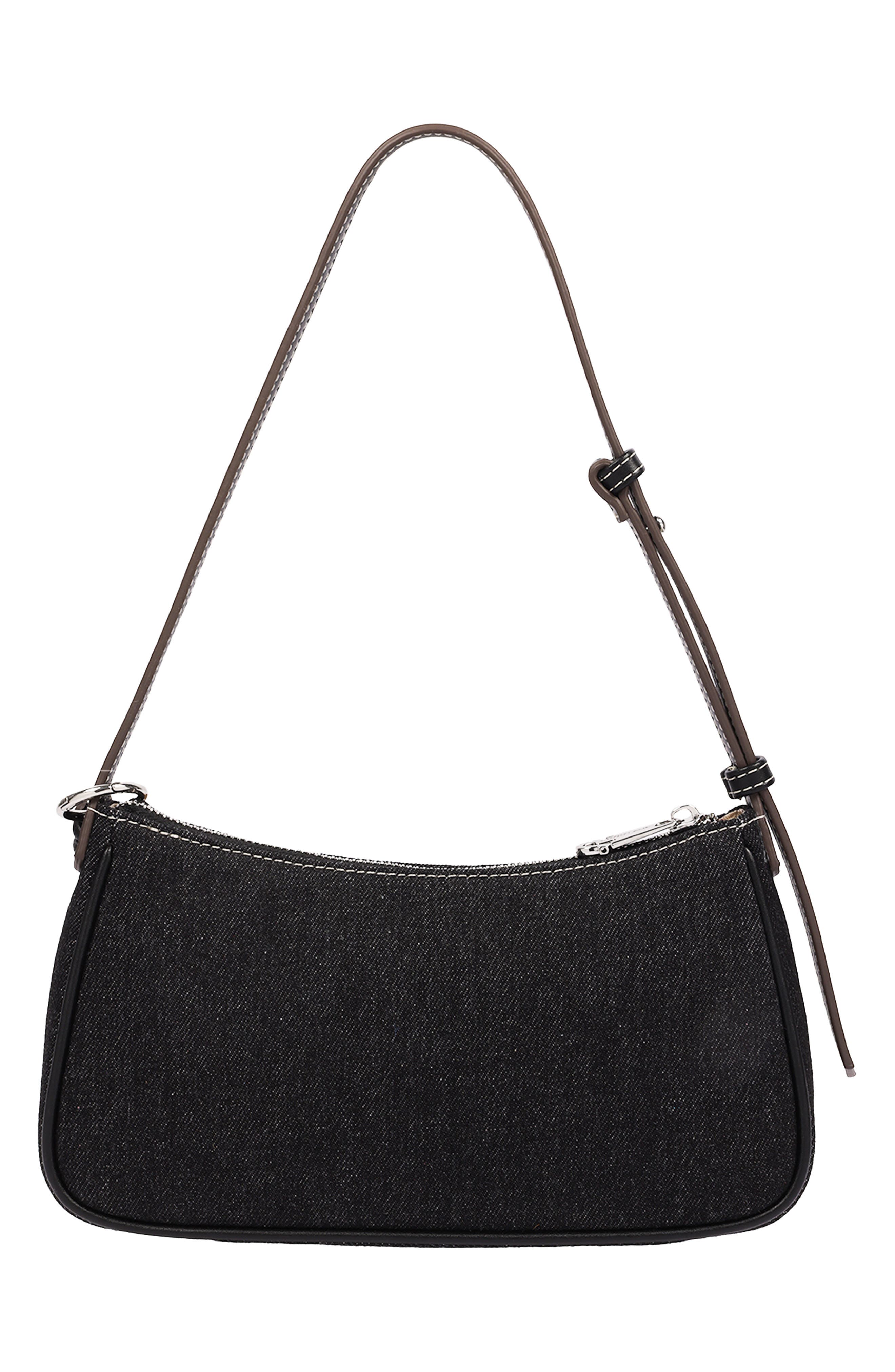 Bling Logo Denim Shoulder Bag, Alternate, color, BLACK